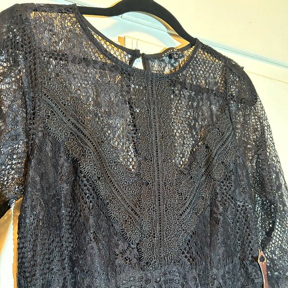 Haute Monde Black Lace Top Pleated Bottom Dress - Picture 6 of 9